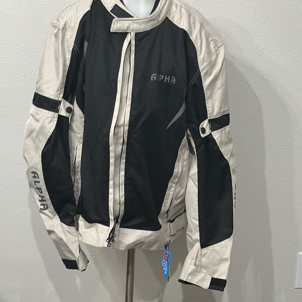 Alpha gear Men's Black and Cream Jacket 2XL